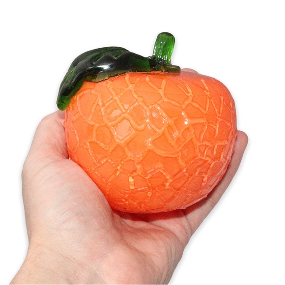 Vintage Art Glass Orange Fruit Figurine Murano Style 3D Realistic Statuette - Picture 5 of 5